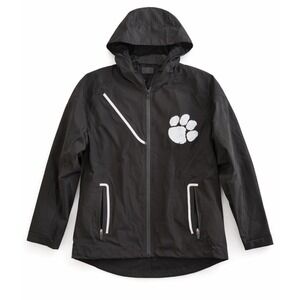 Team 365 Womens Black Clemson Tigers Paw Print Hooded Windbreaker Jacket Small